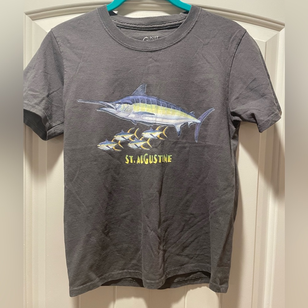 St. Augustine Youth T-Shirt, Youth Medium, Marlin Gray Shirt.